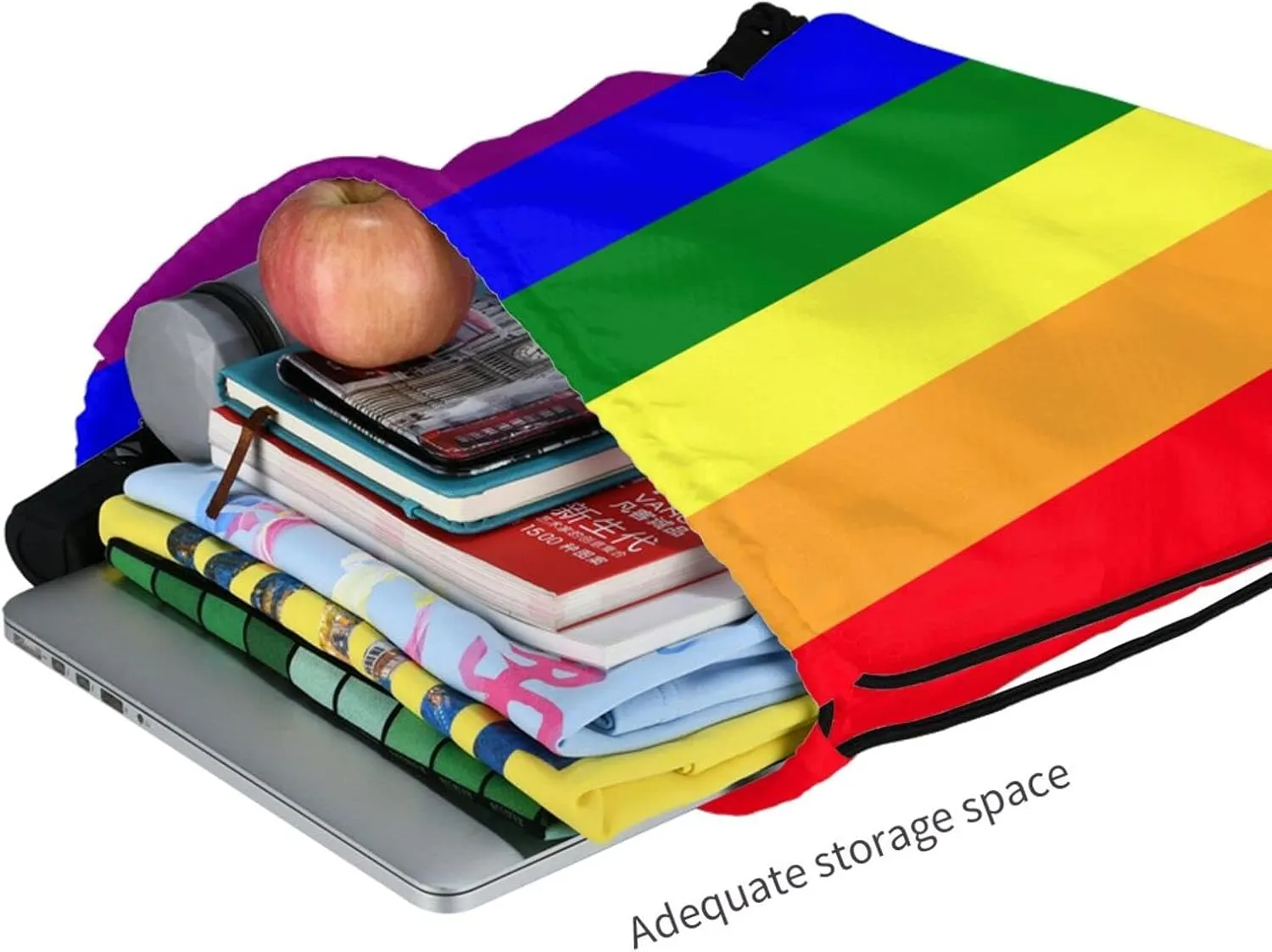 LGBT Gay Pride Drawstring Backpack Rainbow String Bag Gym Sackpack Waterproof Cinch Sports Sack for Men Women Beach Yoga Traveling School Gifts One Size