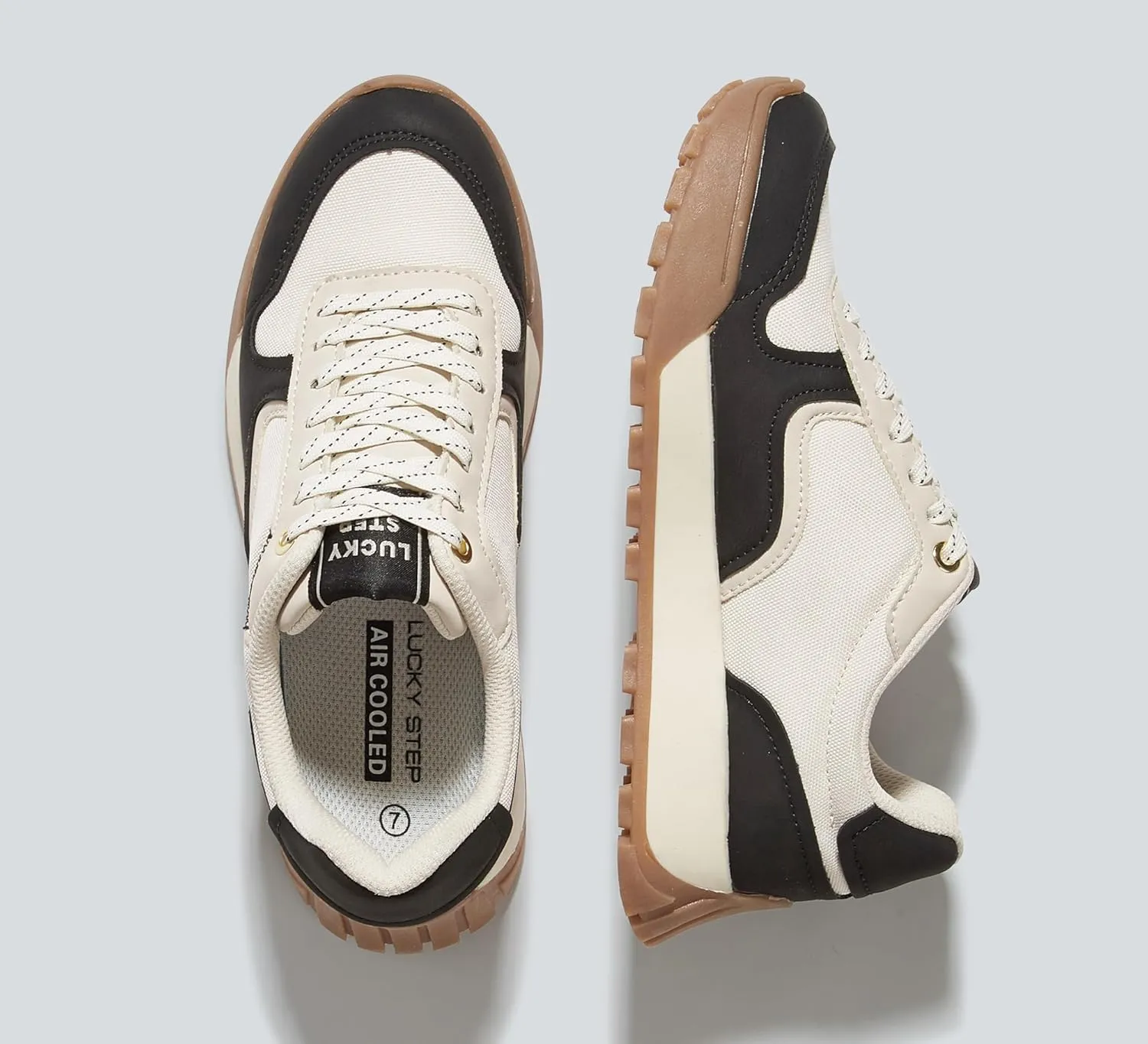 LUCKY STEP Women's Platform Canvas Sneaker Casual Lace-up Stylish Tennis Running Retro Classic Trainers Walking Fashion Sneakers