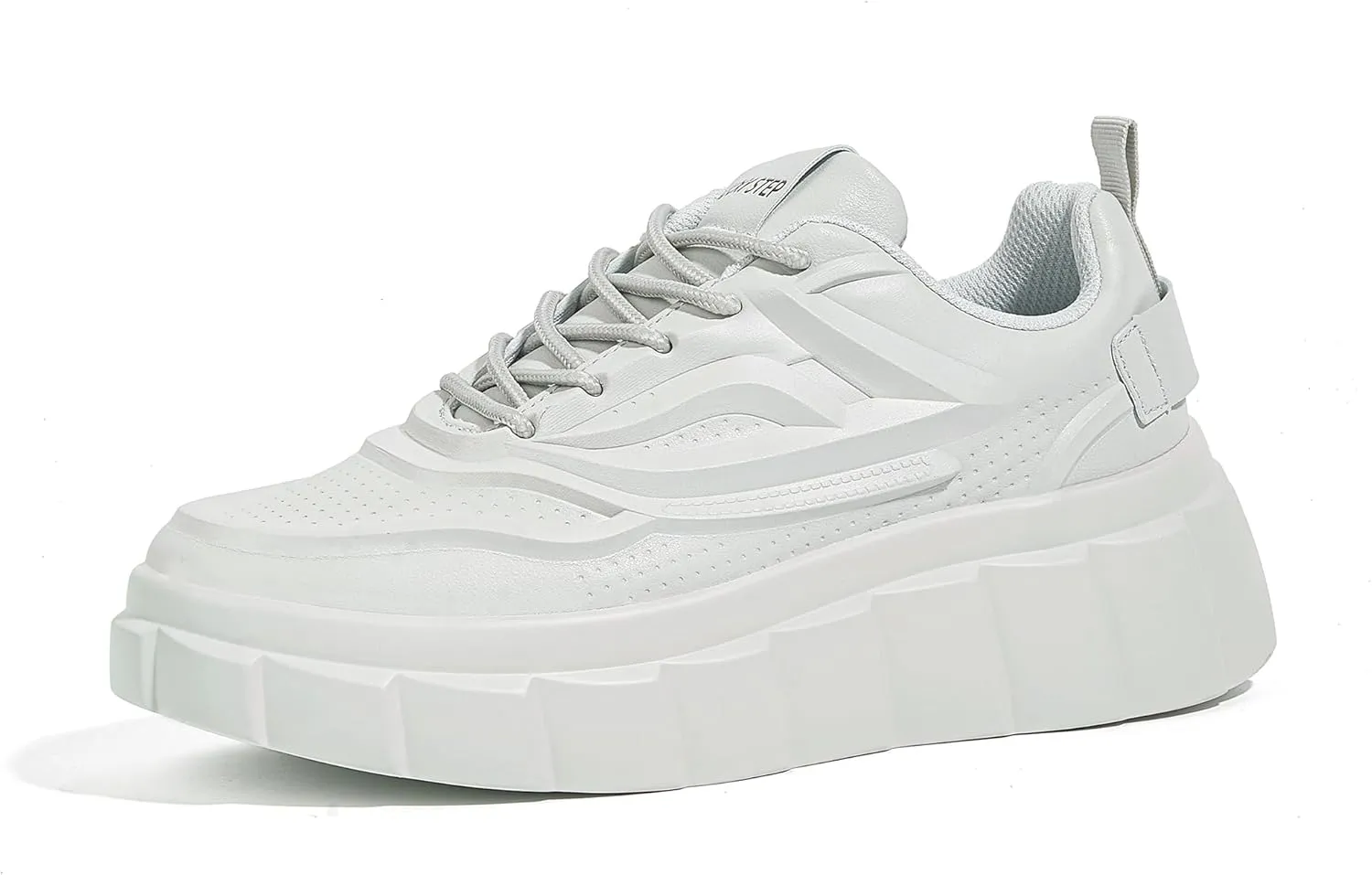 LUCKY STEP Women's Platform Fashion Sneakers Classic Tennis Faux Leather Low Top Casual Walking Shoes