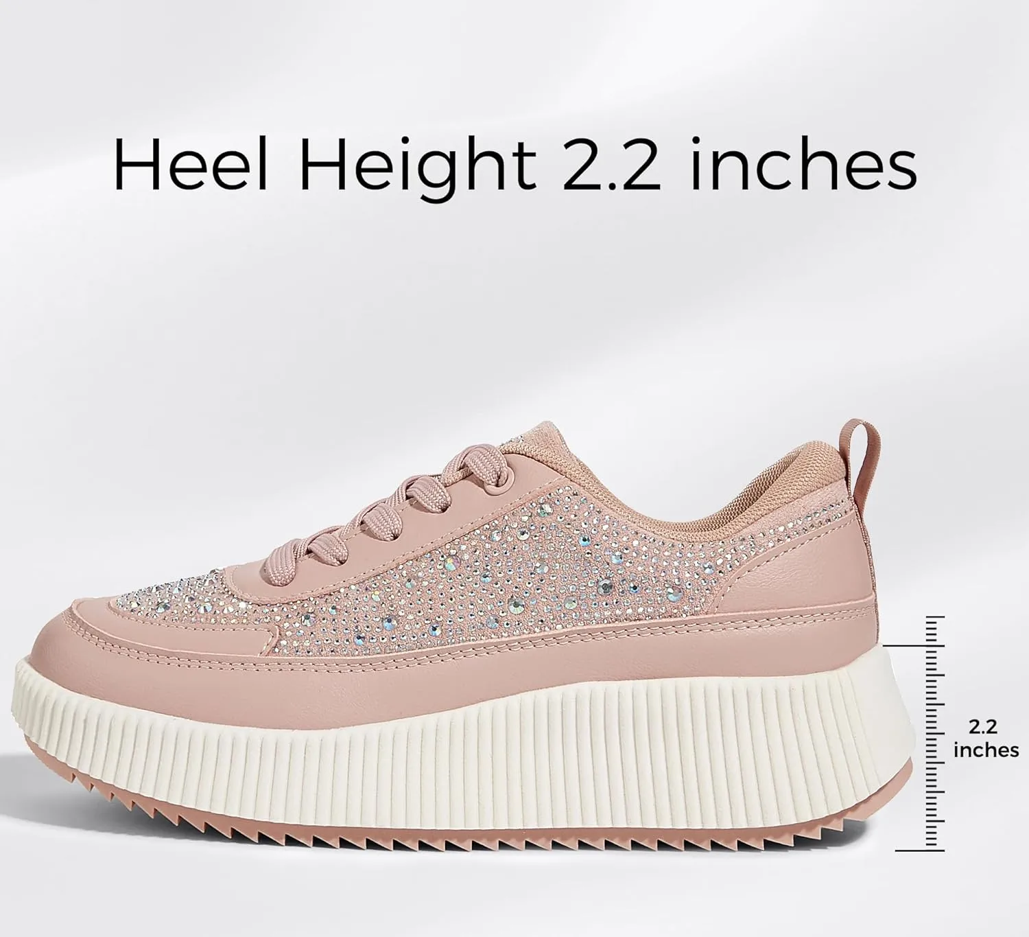 LUCKY STEP Women's Platform Sneakers Rhinestone Fashion Chunky Casual Sparkly Retro Braided Walking Shoes