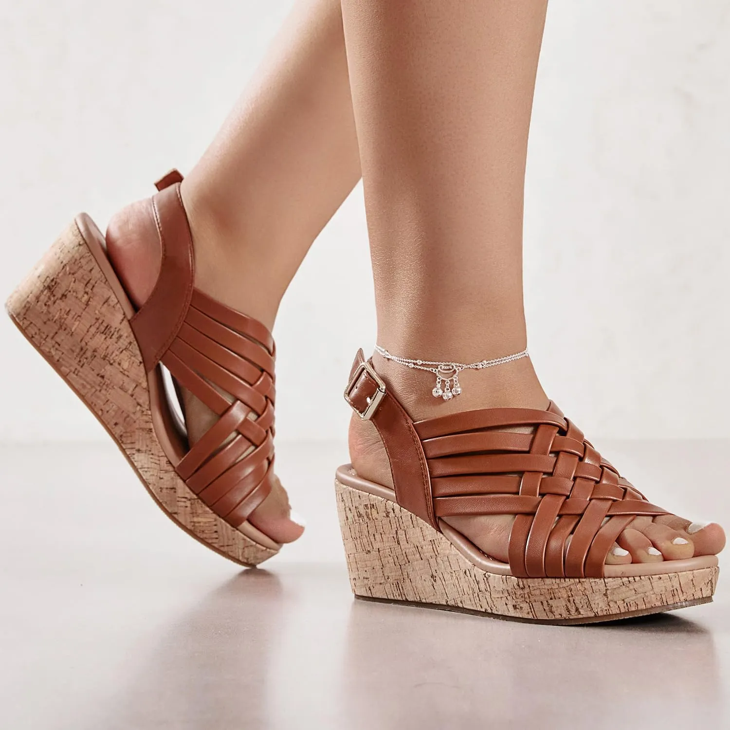 Luoika Women's Wide Width Wedge Sandals, Platform Wedge Pump Heel Ankle Strap Open Toe Women's Sandals Concise Casual Summer Shoes.