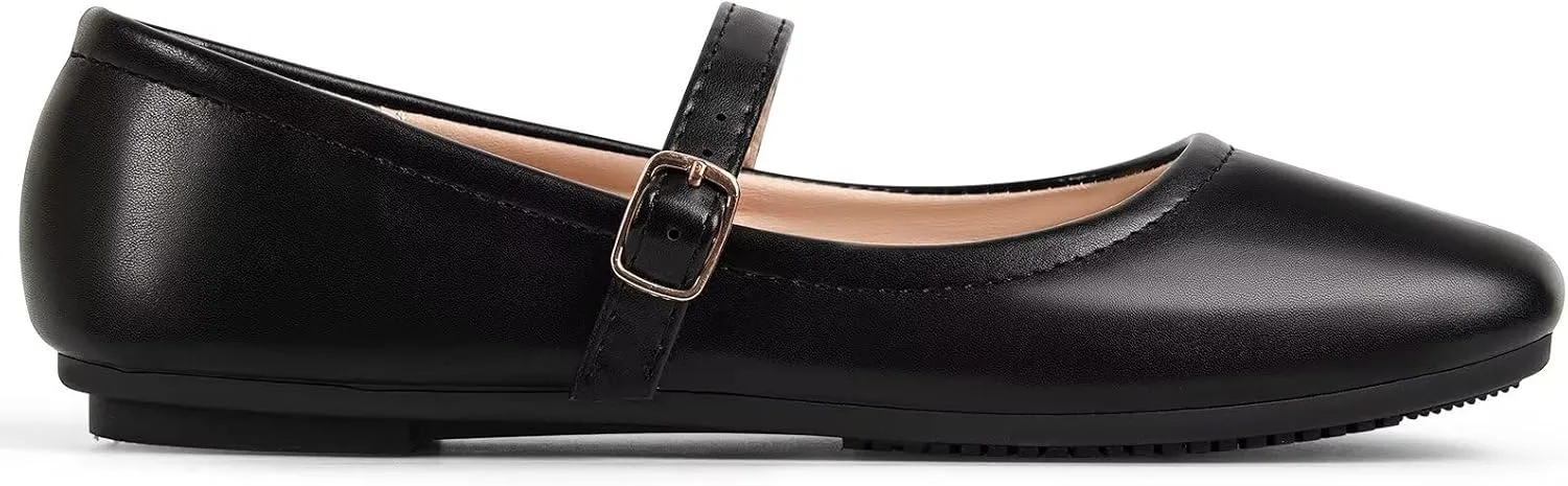 Mary Jane Flats Shoes, Ballet Flats Shoes for Women, Square Toe Ankle Strap Flats, Soft Comfortable PU Flat Shoes, Women Flats Dress Shoes