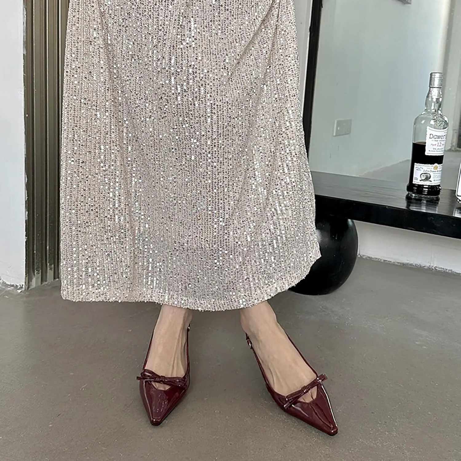 MAVMAX Slingback Heels for Women Bow Pointed Close Toe Stilettos High Kitten Heels Pumps Dress Party Heeled Sandals