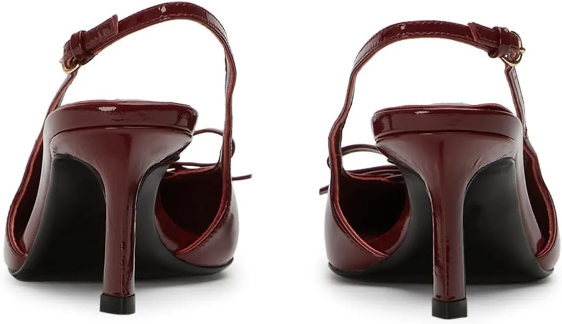 MAVMAX Slingback Heels for Women Bow Pointed Close Toe Stilettos High Kitten Heels Pumps Dress Party Heeled Sandals