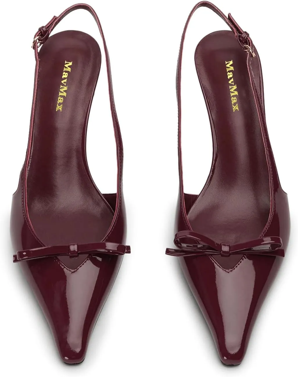 MAVMAX Slingback Heels for Women Bow Pointed Close Toe Stilettos High Kitten Heels Pumps Dress Party Heeled Sandals