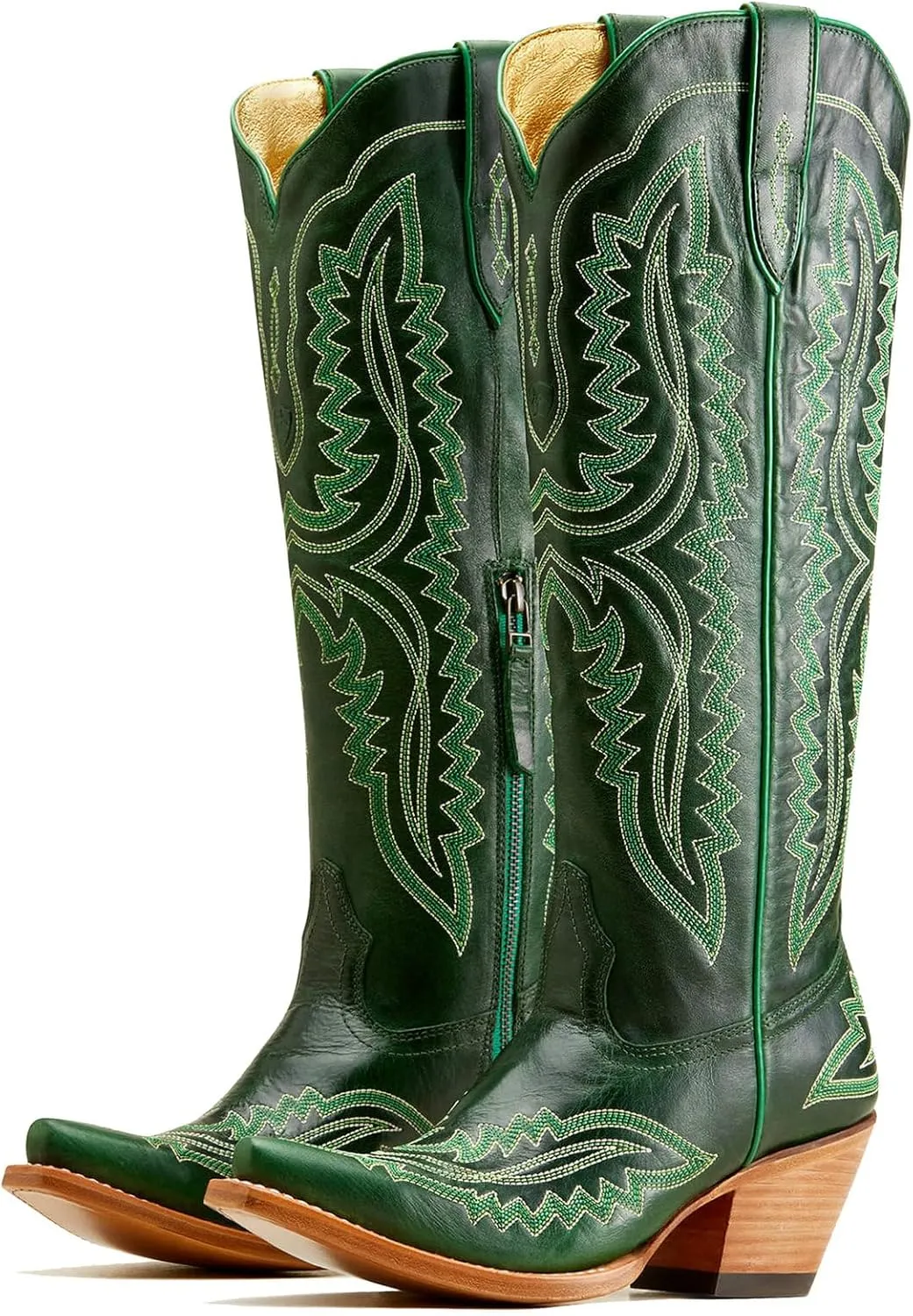 Meefit Cowboy Boots for Women Knee High Cowgirl Boots Pointed Toe Chunky Heel Western Retro Country Boots,Vintage Tall Boots