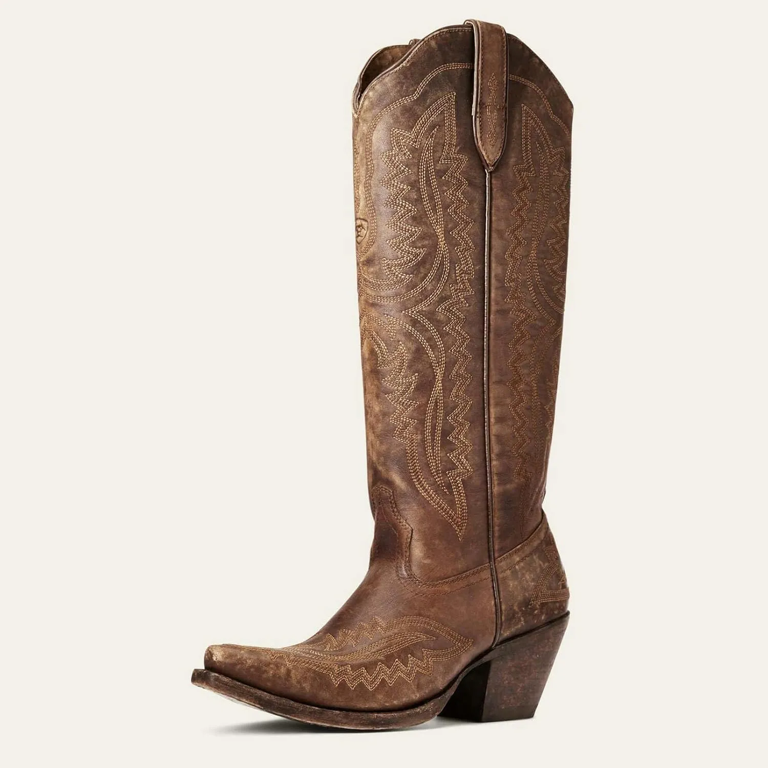 Meefit Cowboy Boots for Women Knee High Cowgirl Boots Pointed Toe Chunky Heel Western Retro Country Boots,Vintage Tall Boots