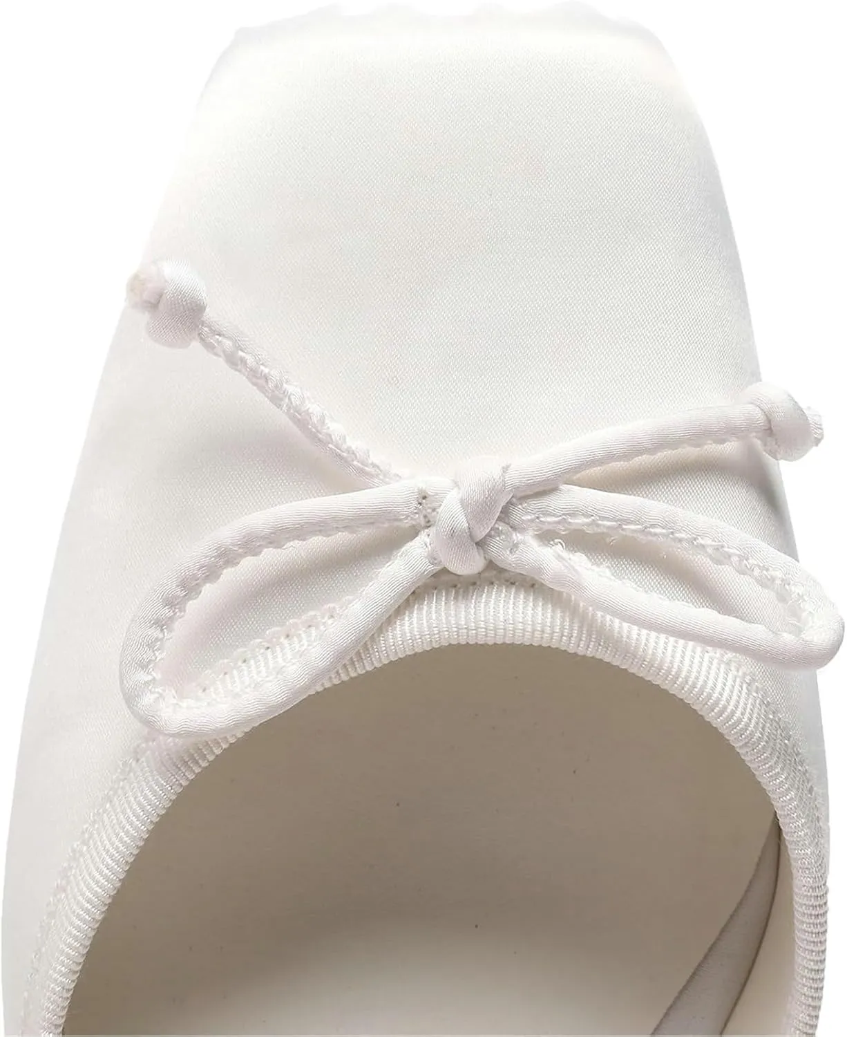 Meefit Satin Ballet Shoes Stiletto High Heels Closed Square Toe Ballerian Pumps with Bow Tie Lace Up Spring Heels