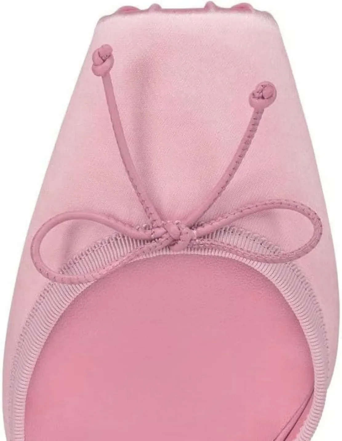 Meefit Satin Ballet Shoes Stiletto High Heels Closed Square Toe Ballerian Pumps with Bow Tie Lace Up Spring Heels