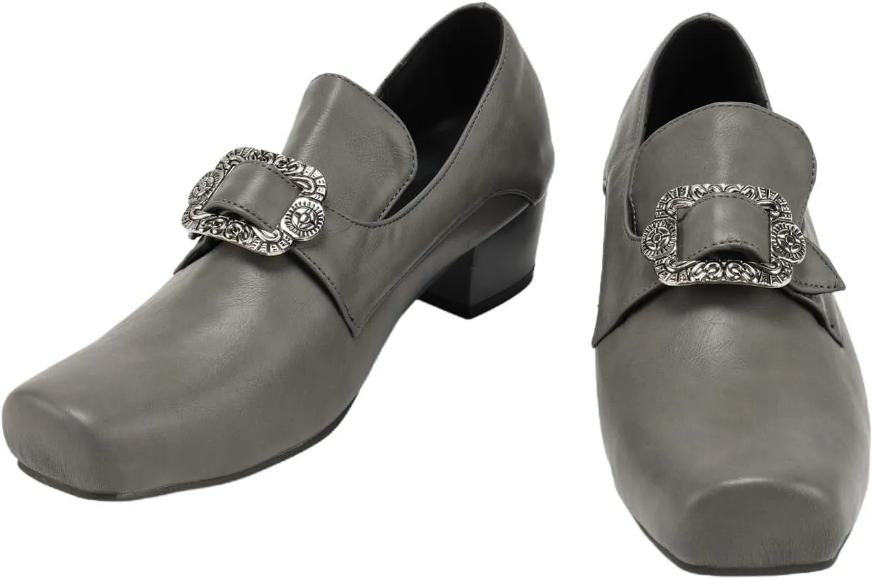 Men Retro Loafers Metal Square Buckle Formal Shoes Halloween Cosplay Shoes