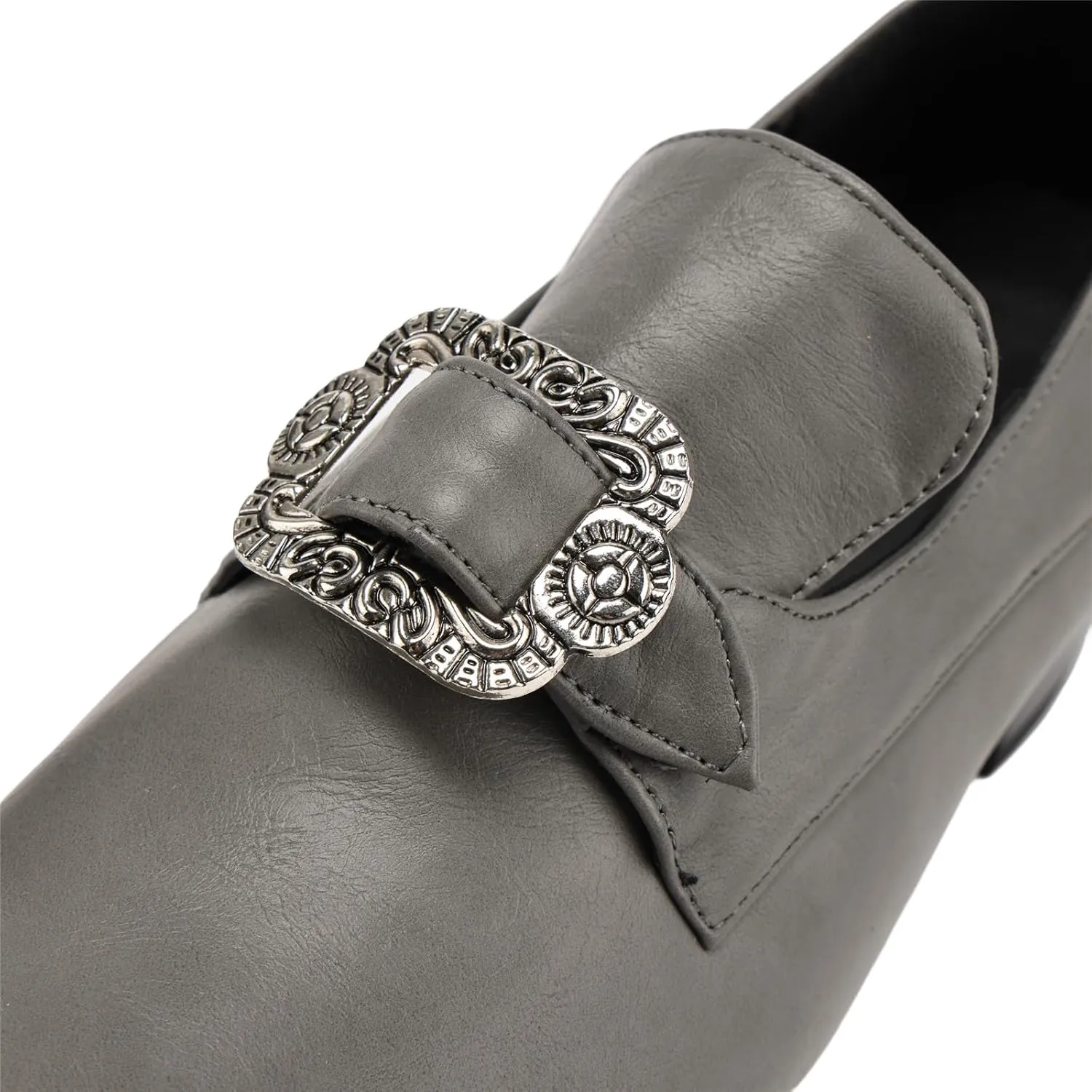 Men Retro Loafers Metal Square Buckle Formal Shoes Halloween Cosplay Shoes