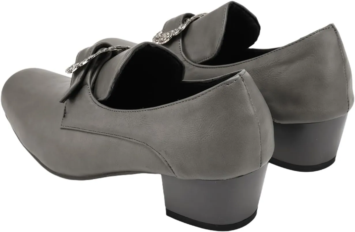 Men Retro Loafers Metal Square Buckle Formal Shoes Halloween Cosplay Shoes