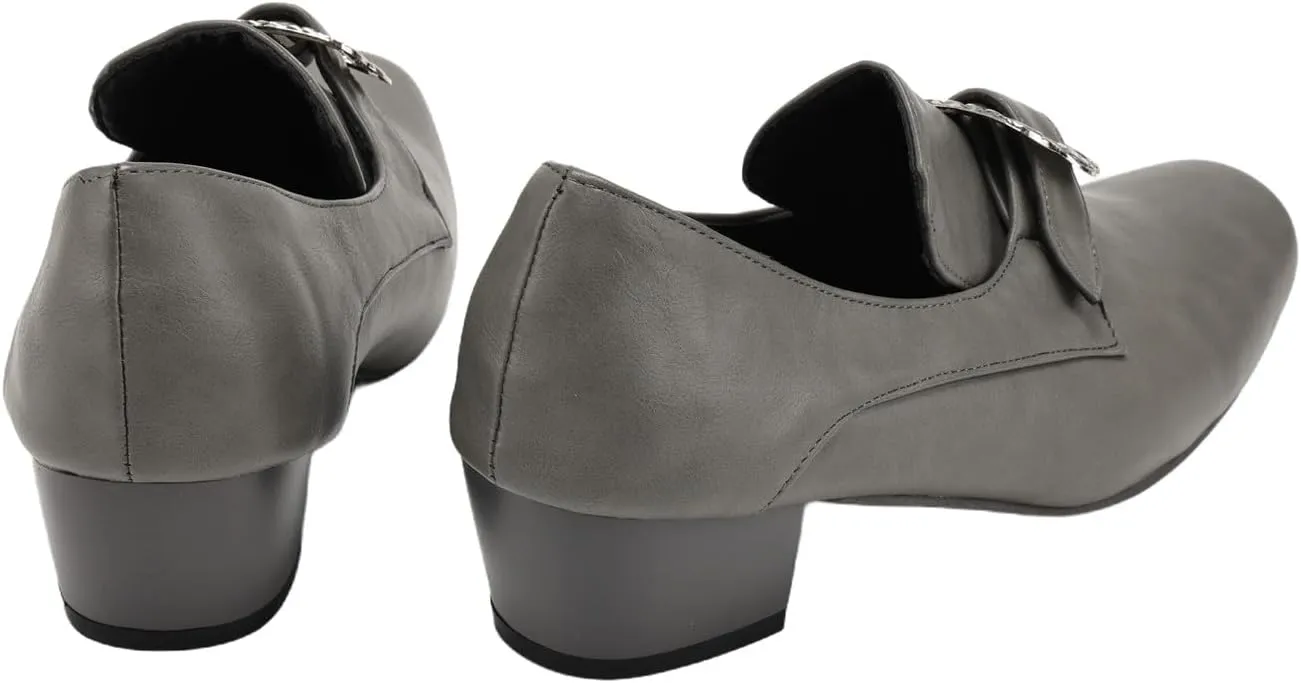 Men Retro Loafers Metal Square Buckle Formal Shoes Halloween Cosplay Shoes