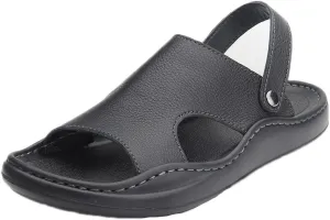 Men Sandals Soft Comfortable Leather Men Sandals Outdoor Walking Beach Men Casual Footwear(D,44 Code)