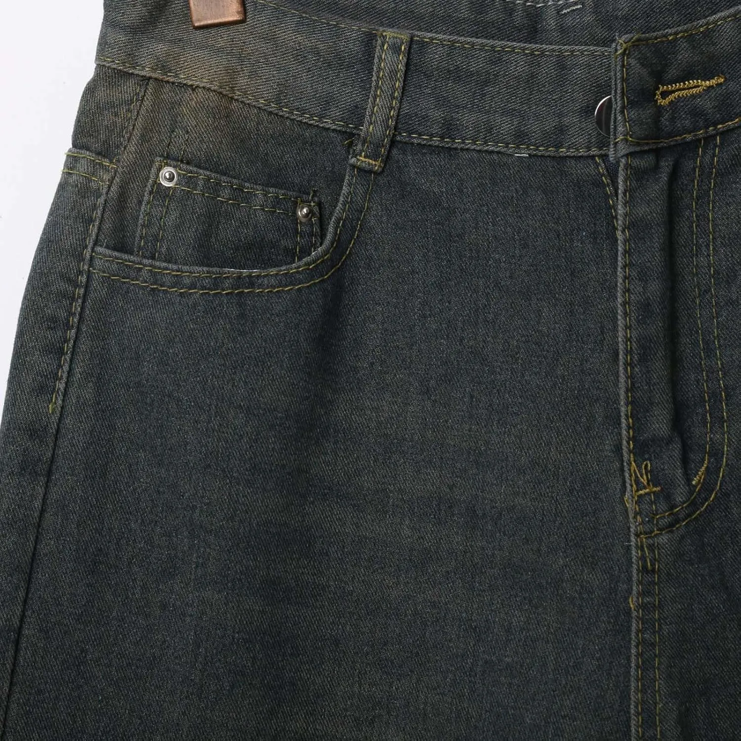 Men Y2K Vintage Baggy Jean Shorts Summer Casual Hip Hop Mid Loose Denim Shorts Trendy Outfits