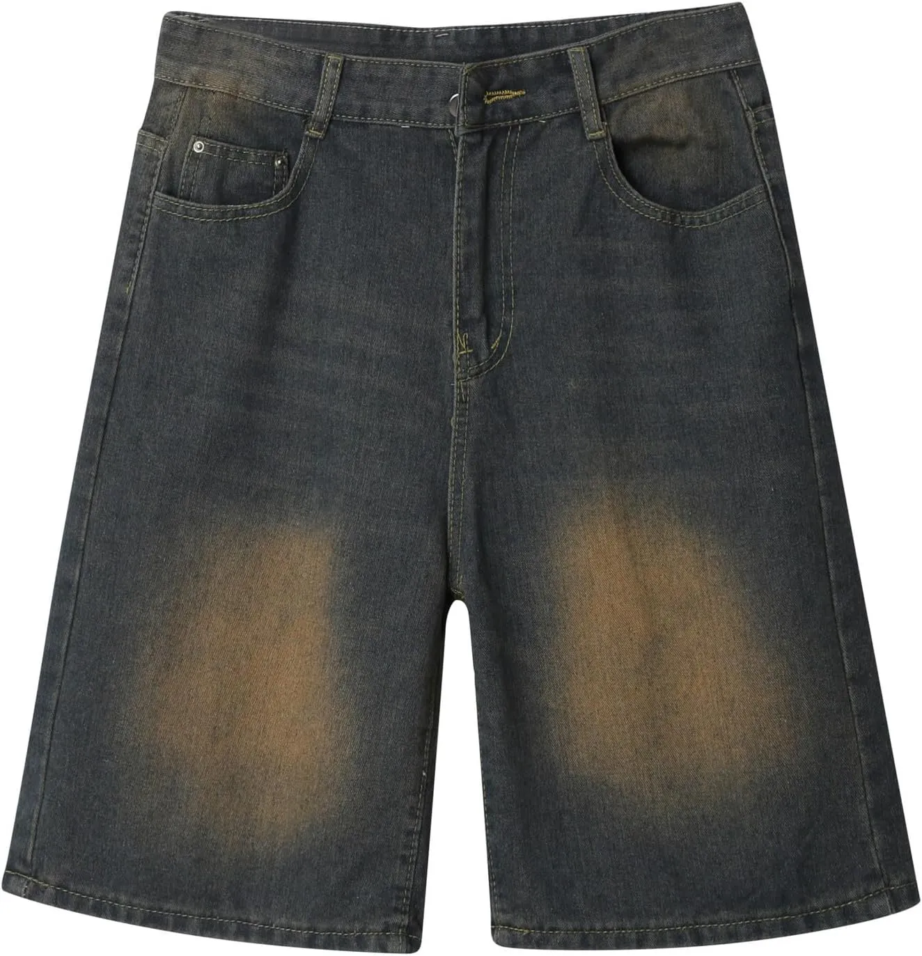 Men Y2K Vintage Baggy Jean Shorts Summer Casual Hip Hop Mid Loose Denim Shorts Trendy Outfits