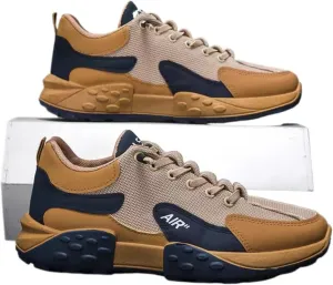 Men's Chunky Dad Shoes 2025 Spring/Fall Breathable Running Sneakers, Non-Slip Lightweight Low-Top Platform Shoes with Elastic Collar for Jogging & Daily Wear