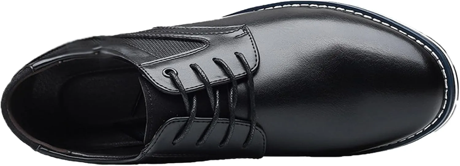 Men's Lace-up Dress Shoes,Casual Business Oxford Derby Work Flats,Comfortable Walking Orthopedic Leather Shoes