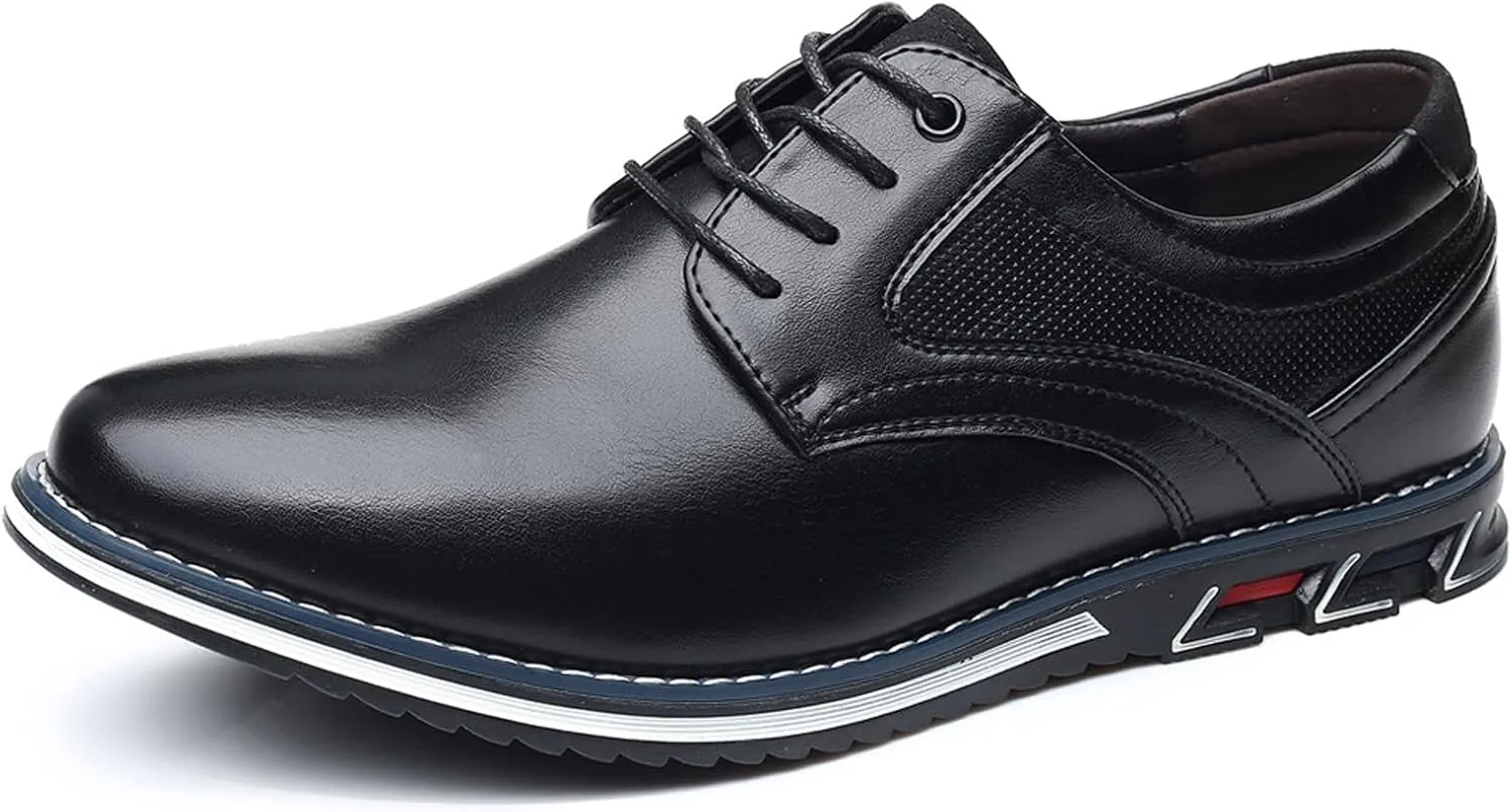 Men's Lace-up Dress Shoes,Casual Business Oxford Derby Work Flats,Comfortable Walking Orthopedic Leather Shoes