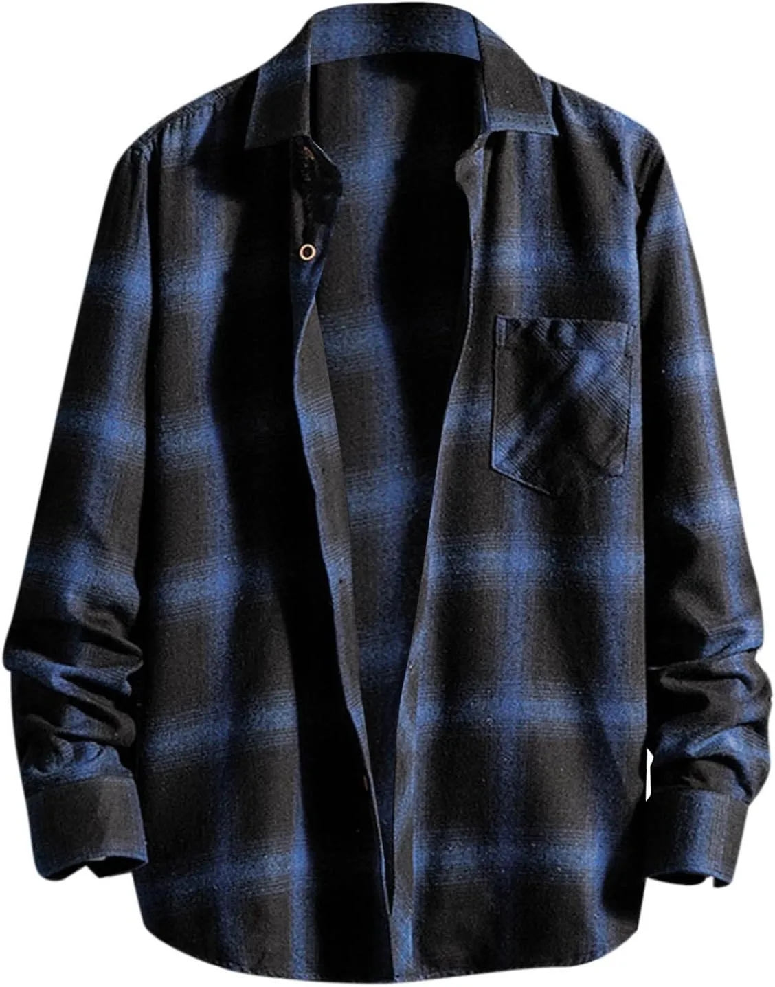 Men's Plaid Hooded Shirts Square Printing Lightweight Breathable Long Sleeve Lapel Men Plus Size Big&Tall Mens with