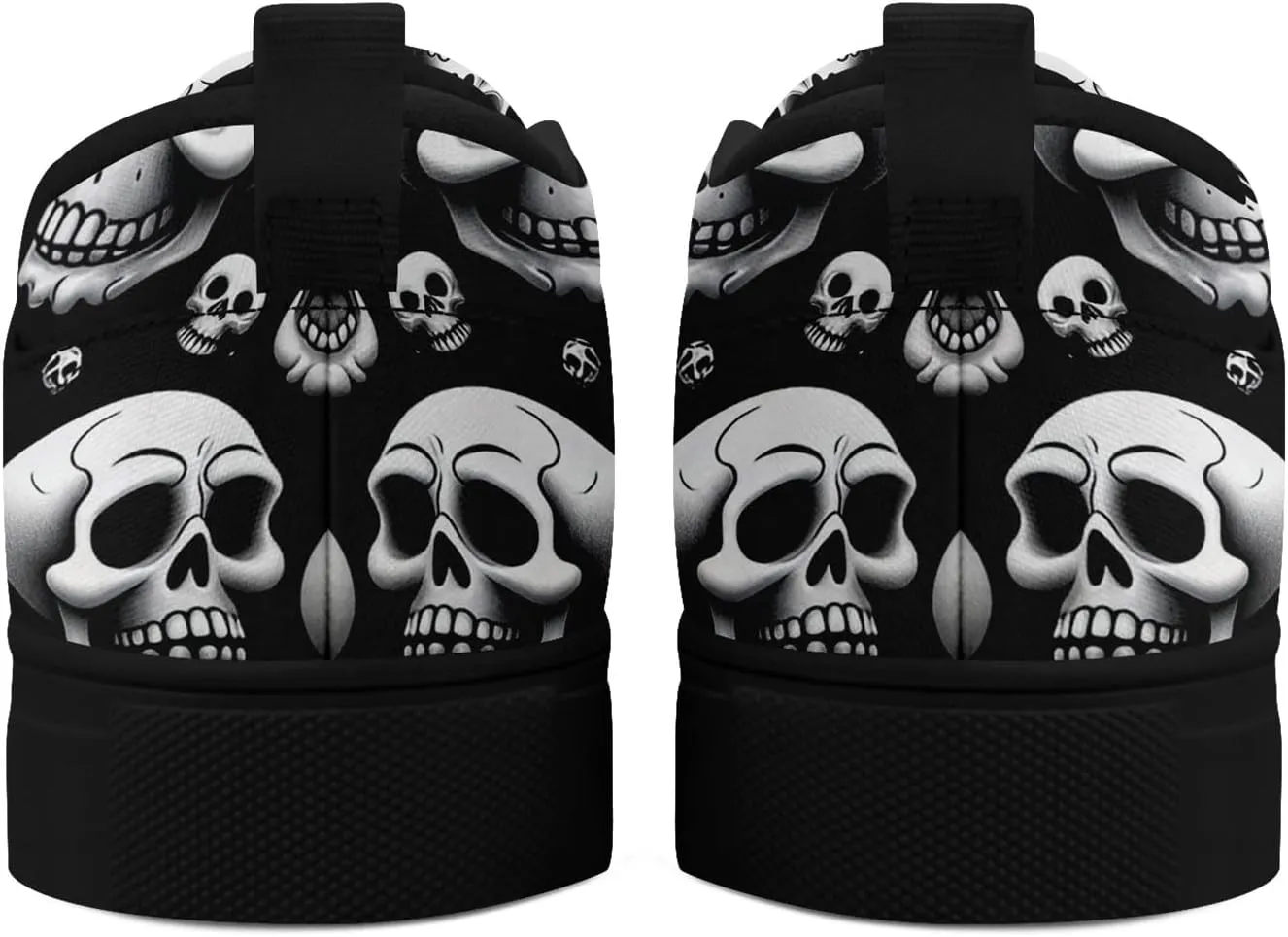 Men's Slip-On Canvas Shoes Gothic Skull Print Casual Lightweight Loafers Comfortable Walking Sneaker for Women