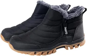 Men's Slip On Snow Boots with Warm Plush Lining, Comfy Non Slip Durable Thermal Side Zipper Design Shoes, Men's Winter Footwear
