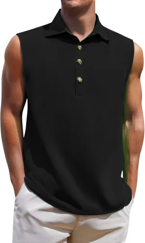 Men's Summer Sleeveless Shirts 2025 Trendy Tropical Beach Button Collared Henley Shirt Vest Lightweight Drying Vests