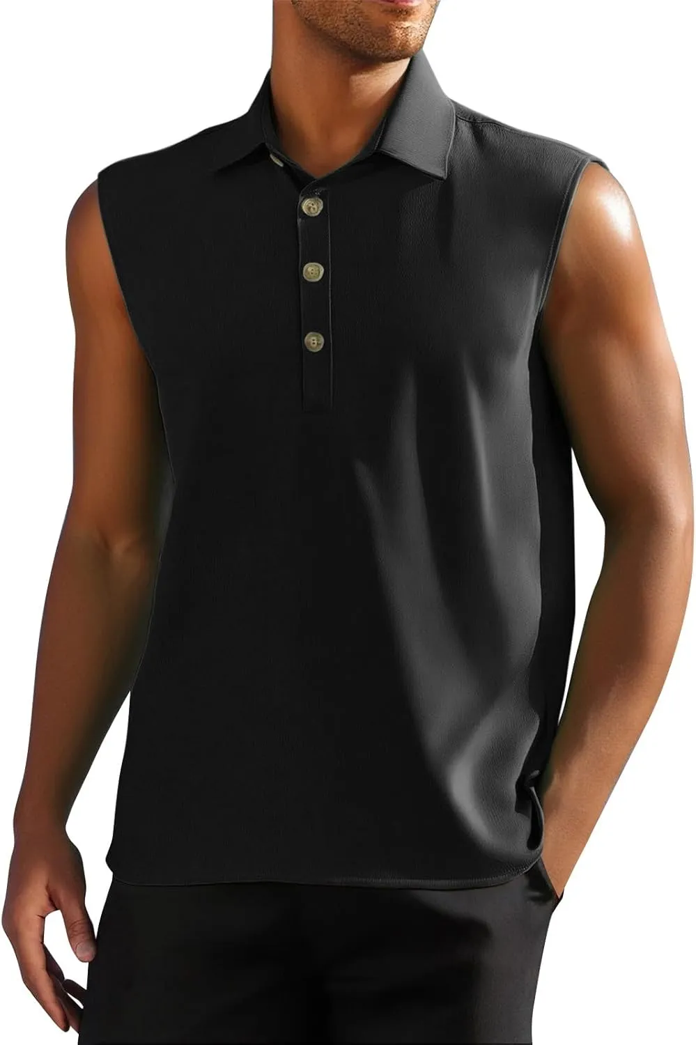 Men's Summer Sleeveless Shirts 2025 Trendy Tropical Beach Button Collared Henley Shirt Vest Lightweight Drying Vests