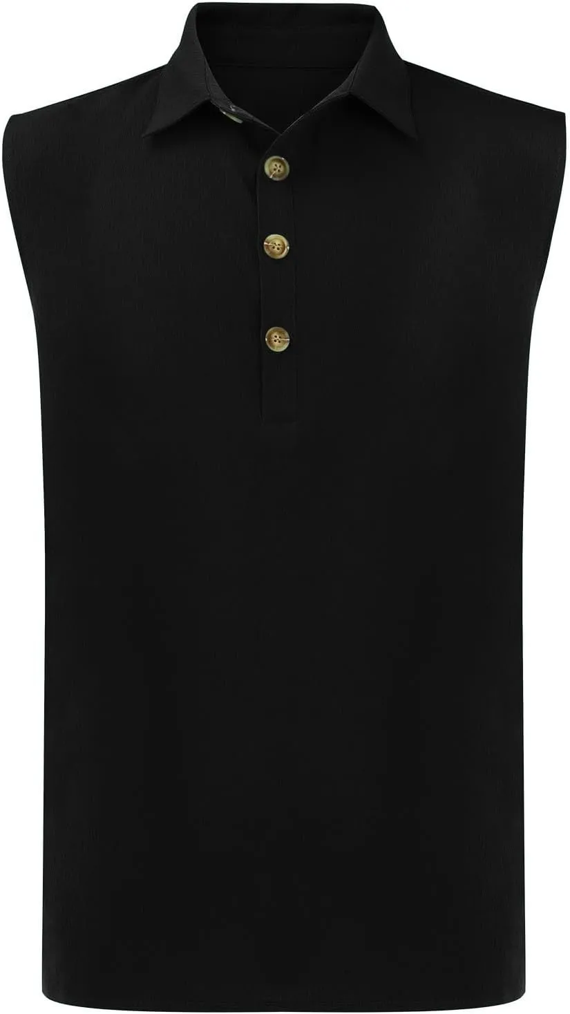 Men's Summer Sleeveless Shirts 2025 Trendy Tropical Beach Button Collared Henley Shirt Vest Lightweight Drying Vests