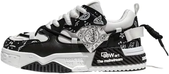 Men's Trendy Platform Lace-Up Sneakers for Walking, Jogging, and Casual Style