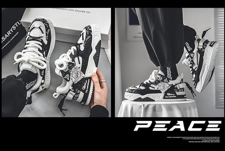 Men's Trendy Platform Lace-Up Sneakers for Walking, Jogging, and Casual Style