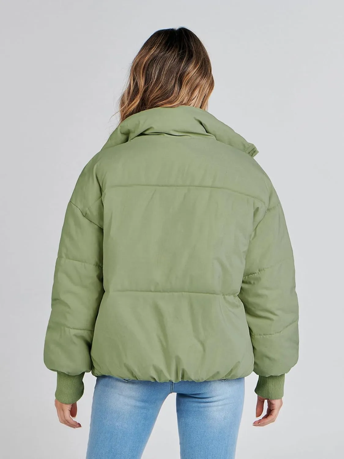 MEROKEETY Women's 2025 Winter Long Sleeve Zip Puffer Jacket Pockets Baggy Short Coats
