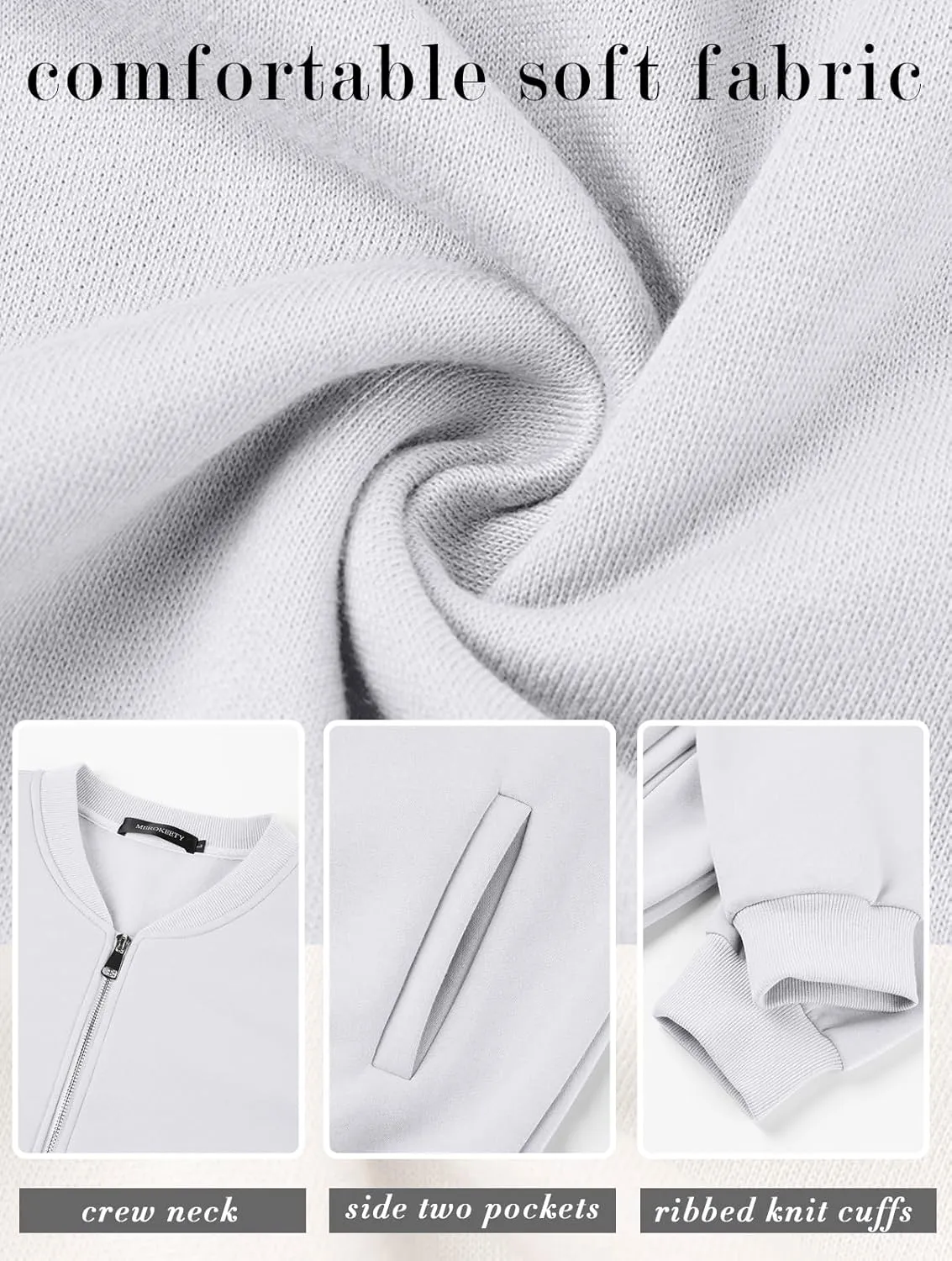 MEROKEETY Womens Long Sleeve Zip Up Sweatshirts Jackets Casual Loose Outwear with Pockets