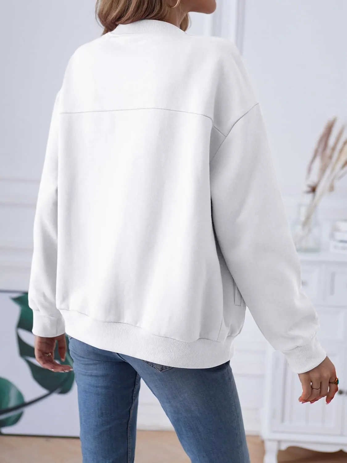 MEROKEETY Womens Long Sleeve Zip Up Sweatshirts Jackets Casual Loose Outwear with Pockets