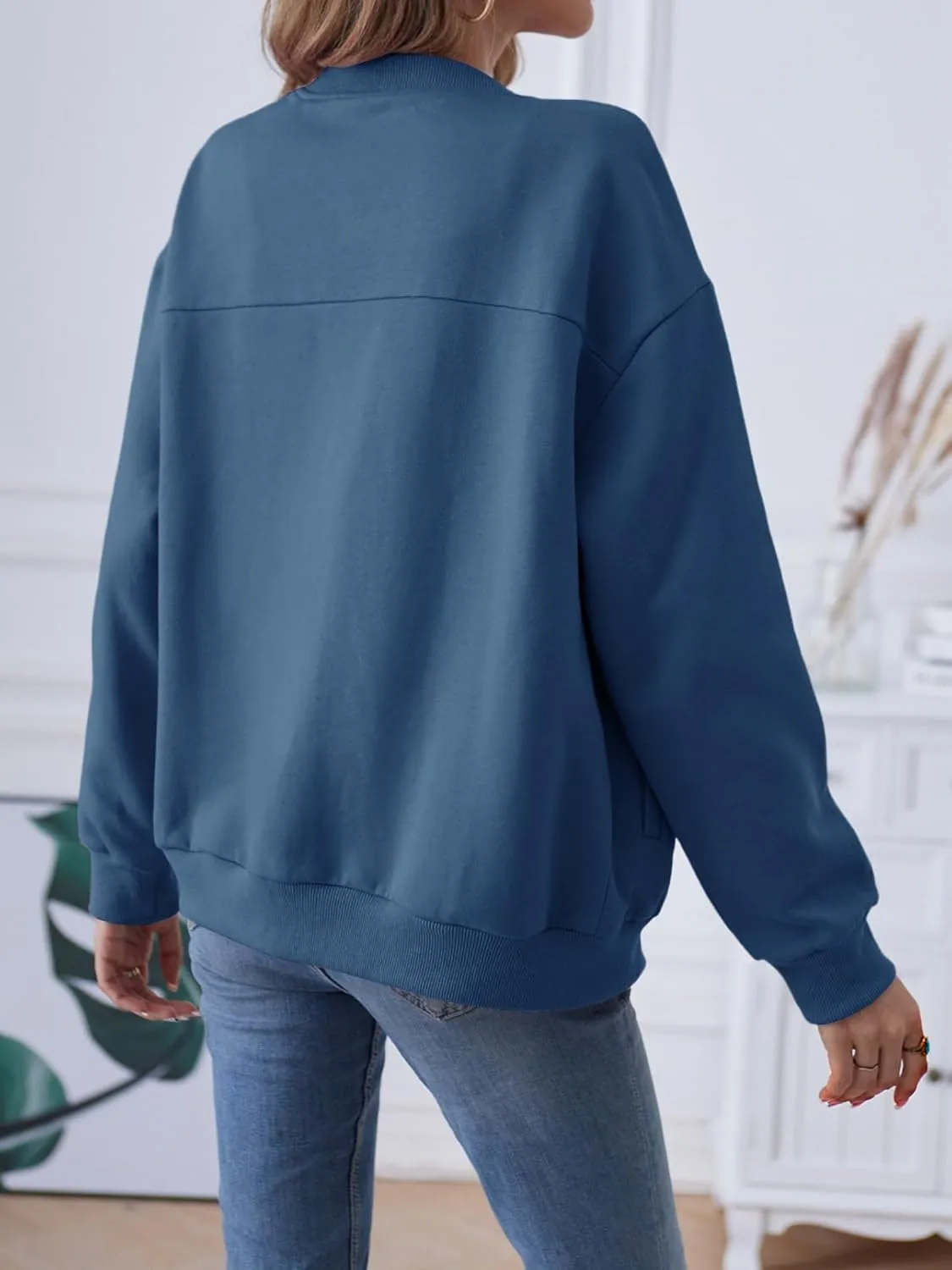 MEROKEETY Womens Long Sleeve Zip Up Sweatshirts Jackets Casual Loose Outwear with Pockets