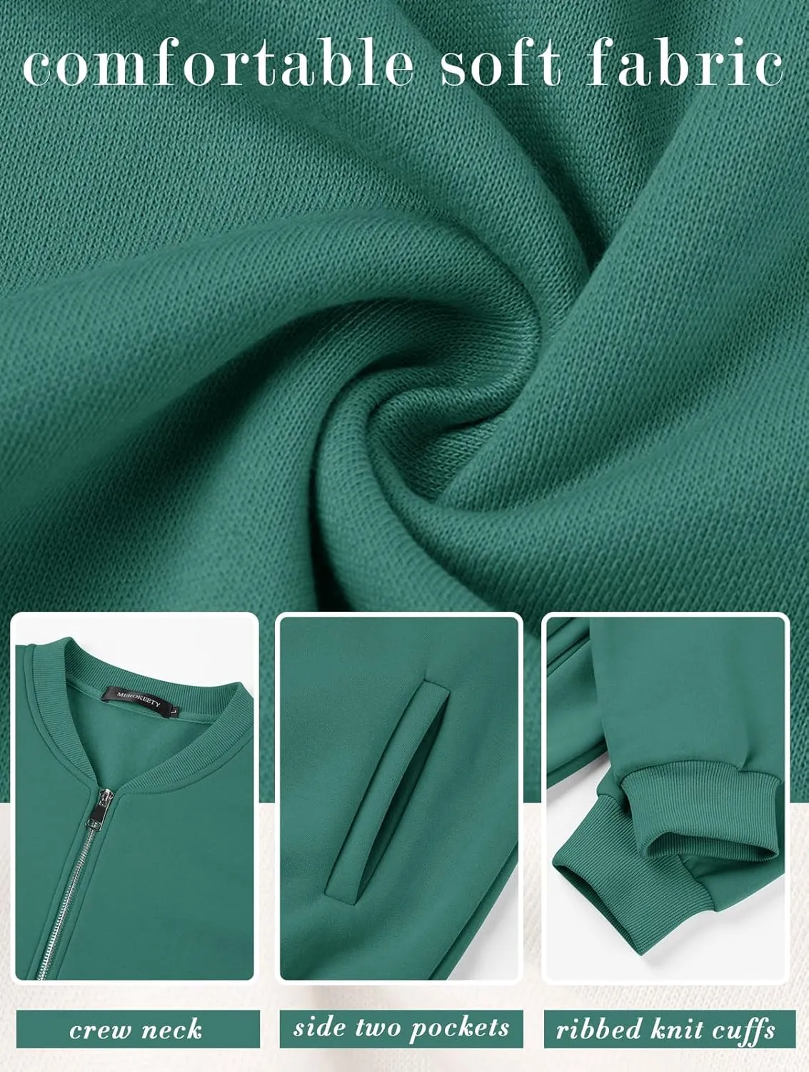 MEROKEETY Womens Long Sleeve Zip Up Sweatshirts Jackets Casual Loose Outwear with Pockets