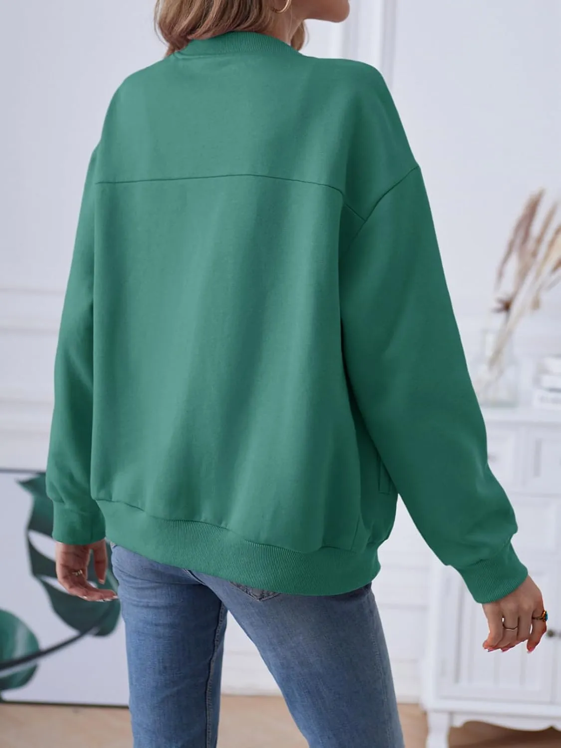 MEROKEETY Womens Long Sleeve Zip Up Sweatshirts Jackets Casual Loose Outwear with Pockets