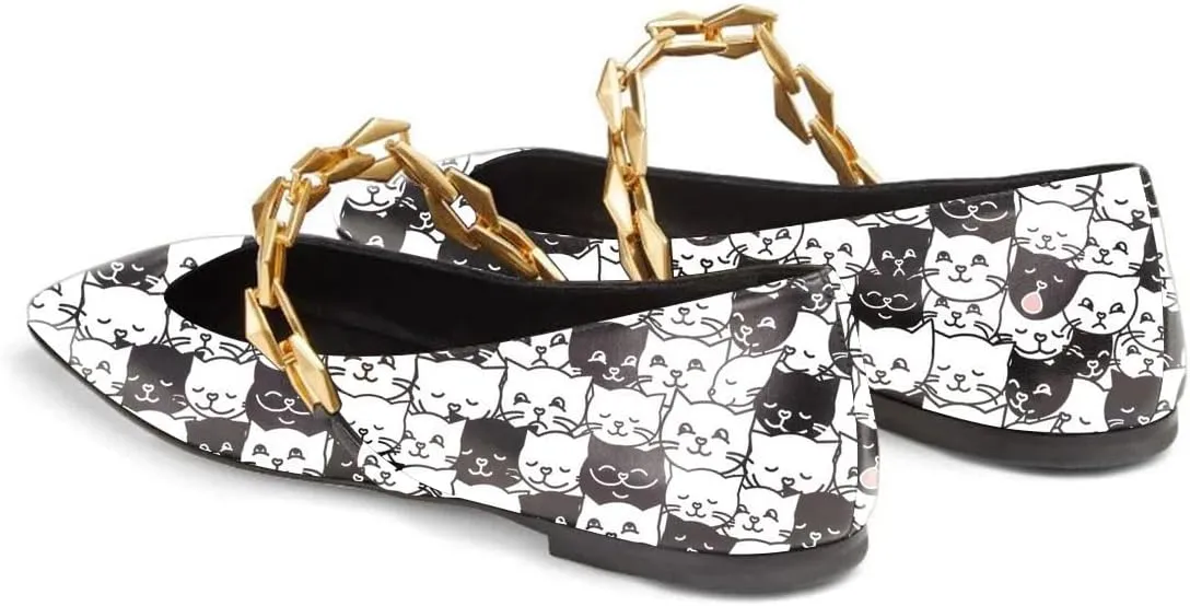 miss left Women Comfy Chain Strap Mary Janes Shoes Slip On Closed Square Toe Ballet Flats for Walking School Dressy Size 4-16 US