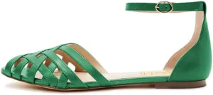 miss left Women Fashion Peep Toe Flat Sandals with Ankle Strap Caged D'Orsay Daily Casual Shopping Shoes Size 4-16 US