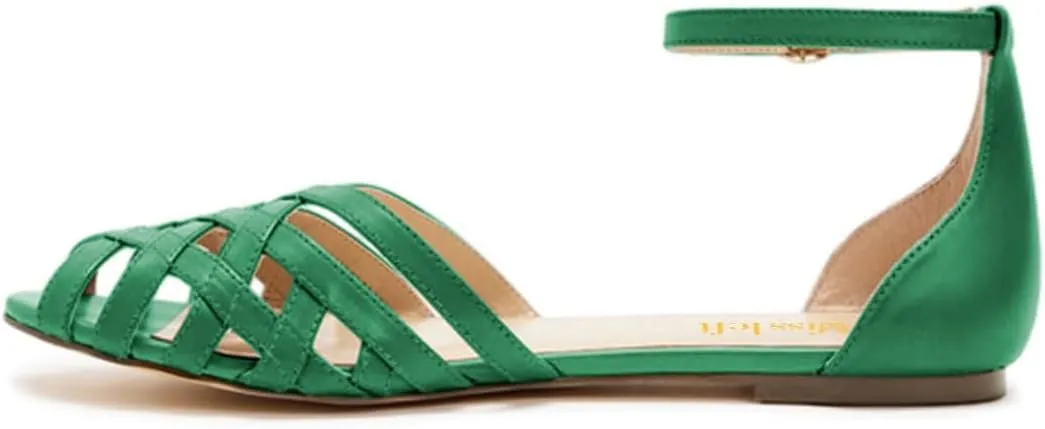 miss left Women Fashion Peep Toe Flat Sandals with Ankle Strap Caged D'Orsay Daily Casual Shopping Shoes Size 4-16 US