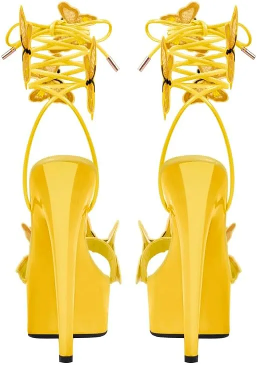 MissHeel Butterfly Heels Lace Up Platform High Heel Sandals