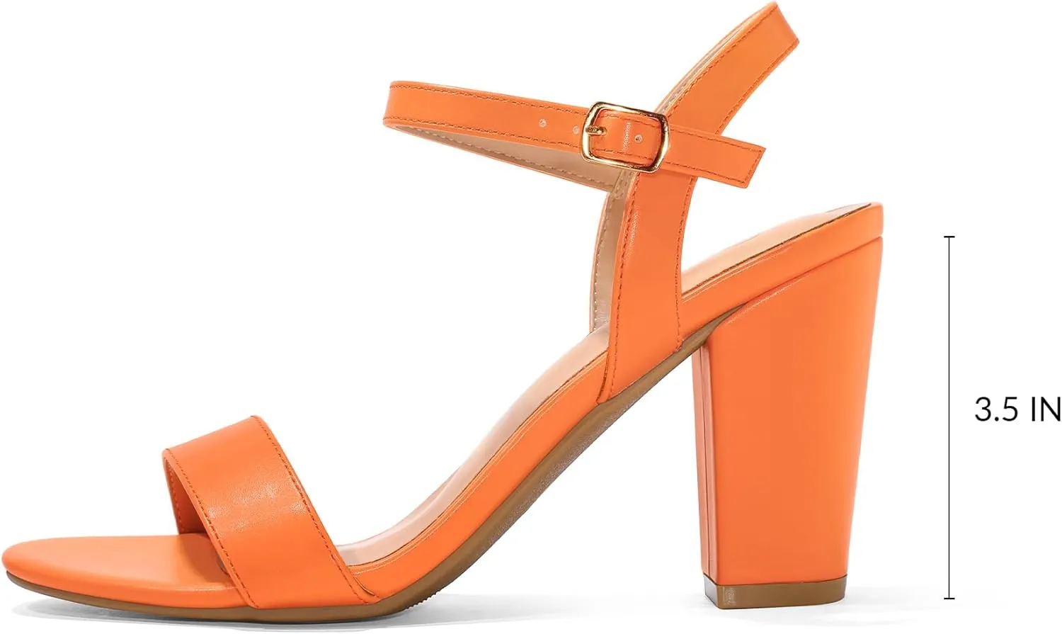 mysoft Women's Chunky Block Heels 3.5IN Open Toe Ankle Strap High Heeled Sandals Wedding Party Dress Pump Shoes