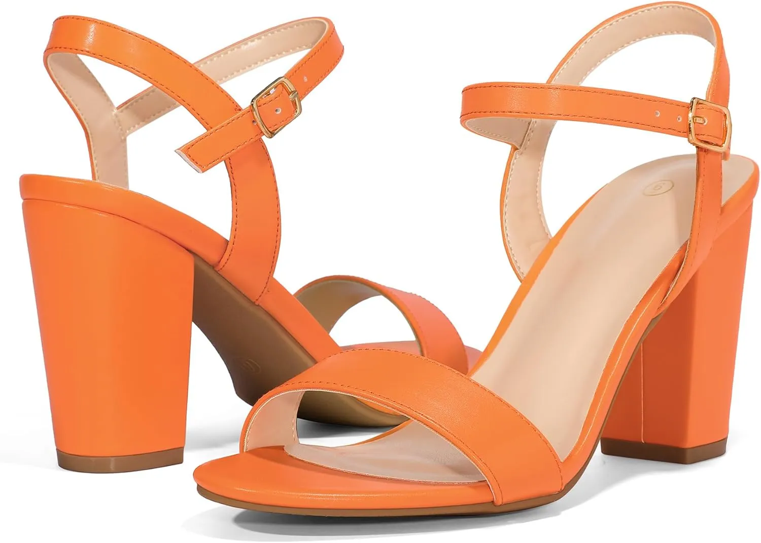 mysoft Women's Chunky Block Heels 3.5IN Open Toe Ankle Strap High Heeled Sandals Wedding Party Dress Pump Shoes