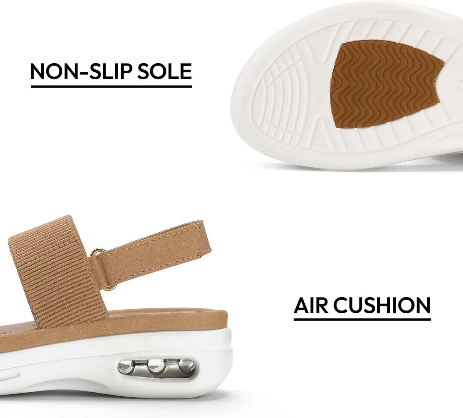 mysoft Women's Walking Sandals Comfortable Air Cushion Knit Elastic Ankle Strap Open Toe Platform Sandals Summer Shoes