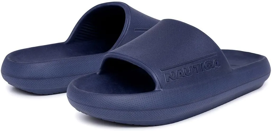 Nautica Men's Cushioned Slip-On Shower Slides – Lightweight EVA Foam Athletic Sandals for Pool, Beach, Gym, and Casual Wear