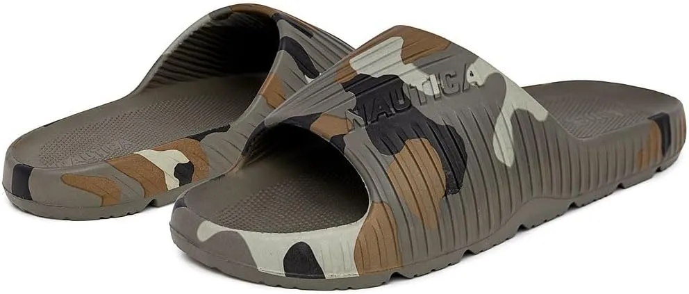 Nautica Men's Cushioned Slip-On Shower Slides – Lightweight EVA Foam Athletic Sandals for Pool, Beach, Gym, and Casual Wear
