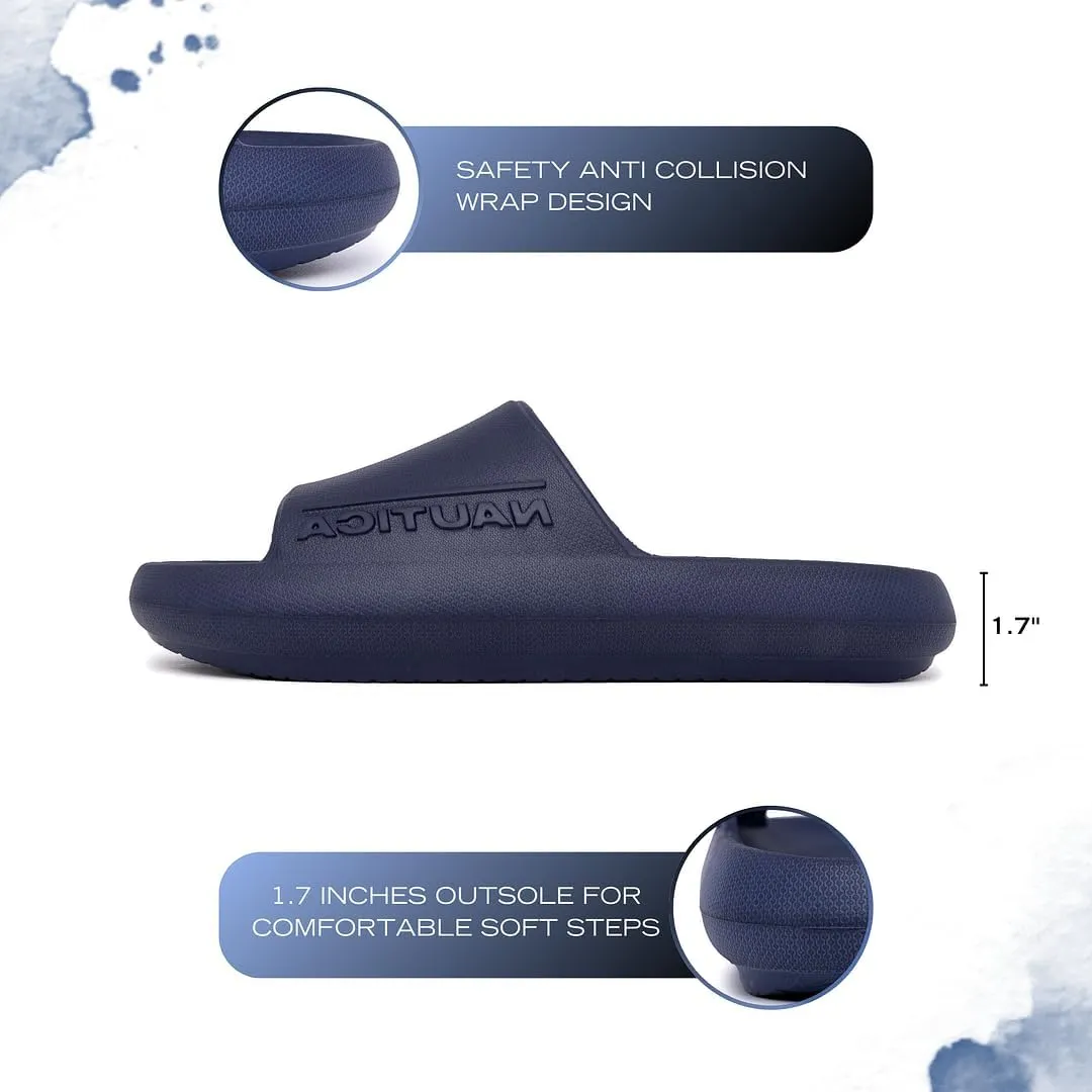 Nautica Men's Cushioned Slip-On Shower Slides – Lightweight EVA Foam Athletic Sandals for Pool, Beach, Gym, and Casual Wear