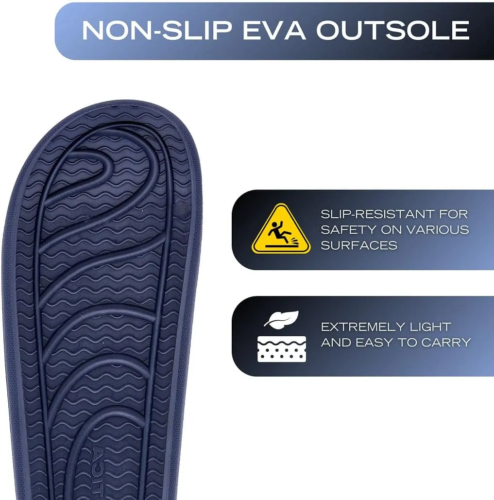 Nautica Men's Cushioned Slip-On Shower Slides – Lightweight EVA Foam Athletic Sandals for Pool, Beach, Gym, and Casual Wear
