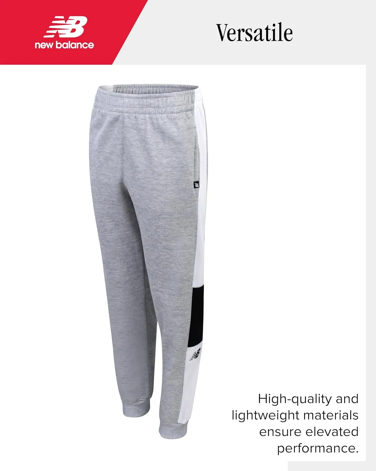 New Balance Boys Sweatpants - 2 Pack Lightweight Fleece Boys Athletic Pants with Pockets and Adjustable Waistband (8-20)