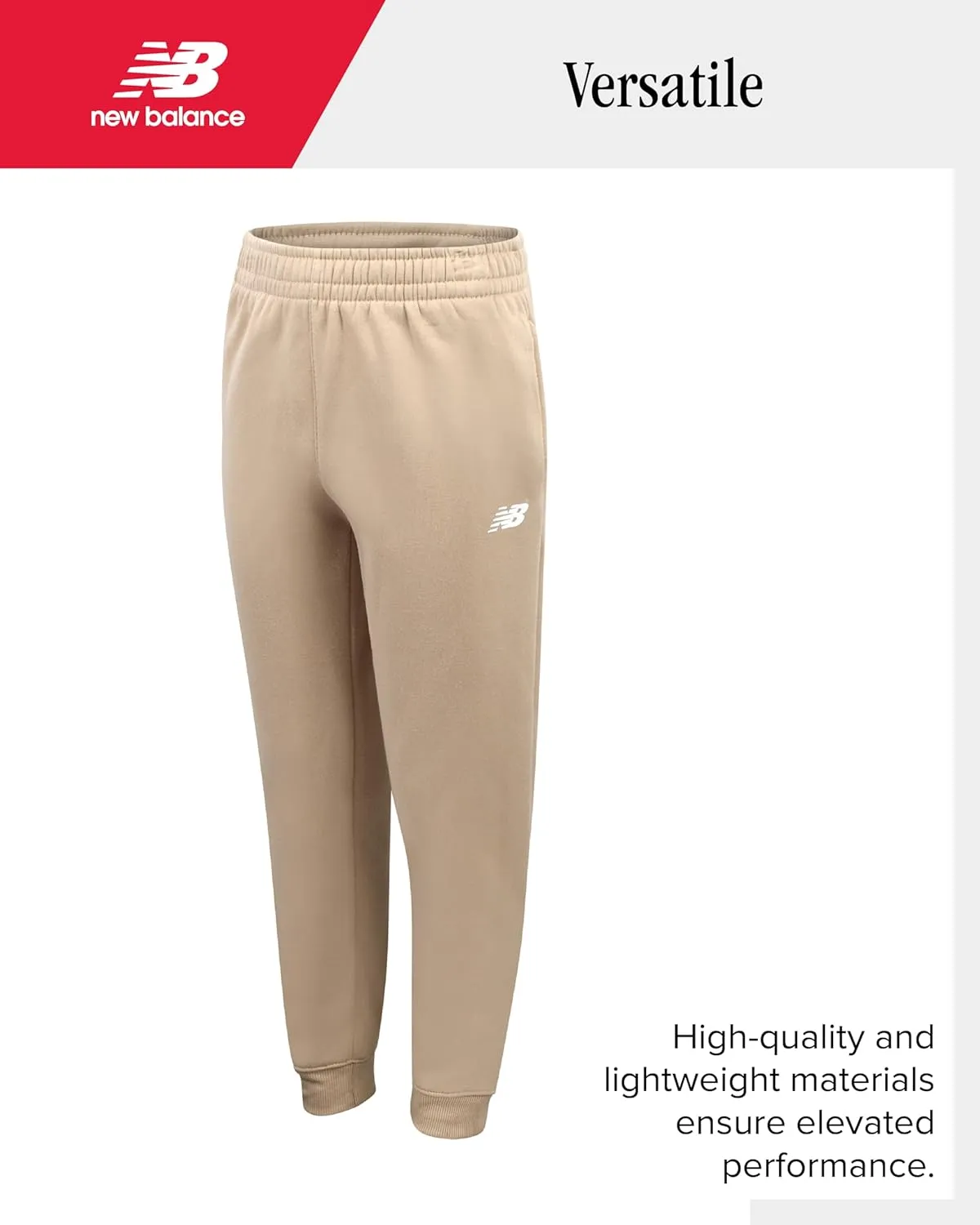 New Balance Boys Sweatpants - 2 Pack Lightweight Fleece Boys Athletic Pants with Pockets and Adjustable Waistband (8-20)
